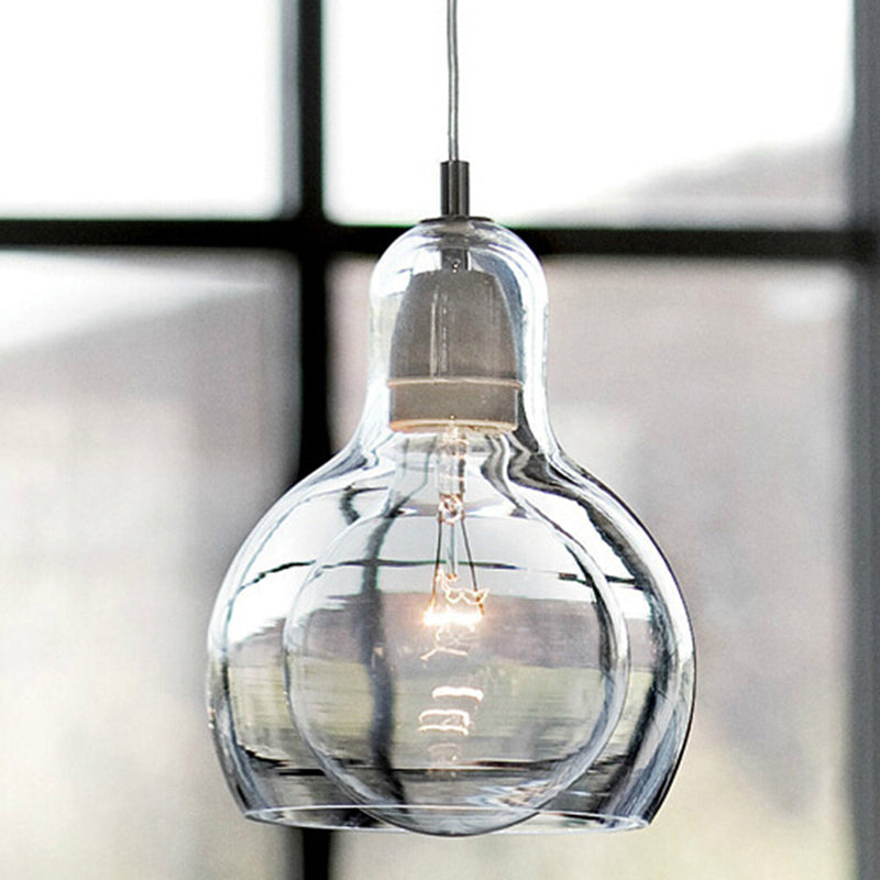 Double-layer Glass Shade Mini Pendant Light Gourd Shaped Contemporary Simplicity Hanging Lamp