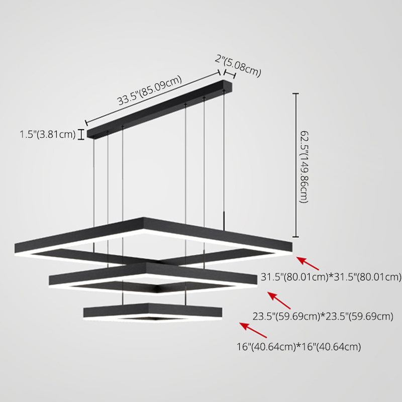 Square Pendant Light Fixture Modern Minimalist Style Acrylic Pendant Light