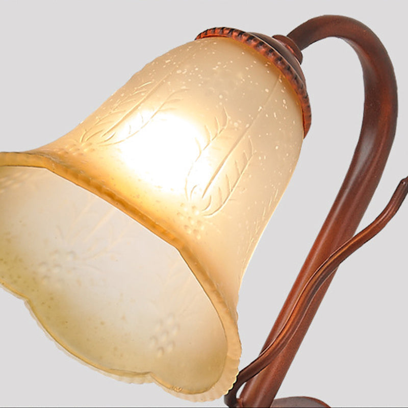 Bell Amber Glass Wall Lampy Style Country Style 1/2-Light Living Room Mur Murce Fixture avec accent d'oiseau en cuivre