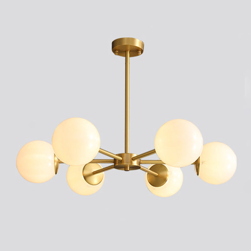 Glass Globe Chandelier Light Fixture Minimalist Chandelier Lighting Fixture in White