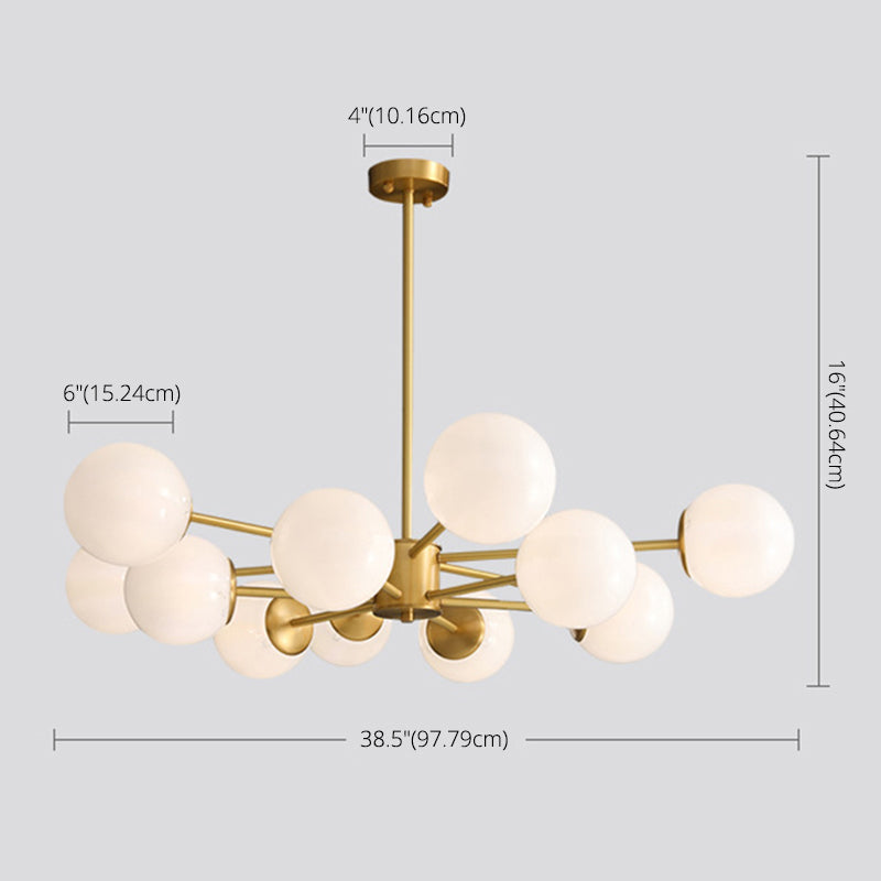 Lámpara de lámpara de lámpara de globo de vidrio accesorio de iluminación de araña minimalista en blanco