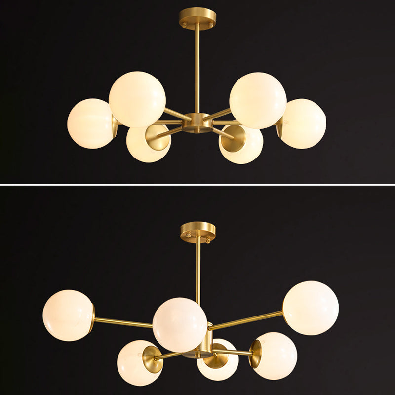 Lámpara de lámpara de lámpara de globo de vidrio accesorio de iluminación de araña minimalista en blanco