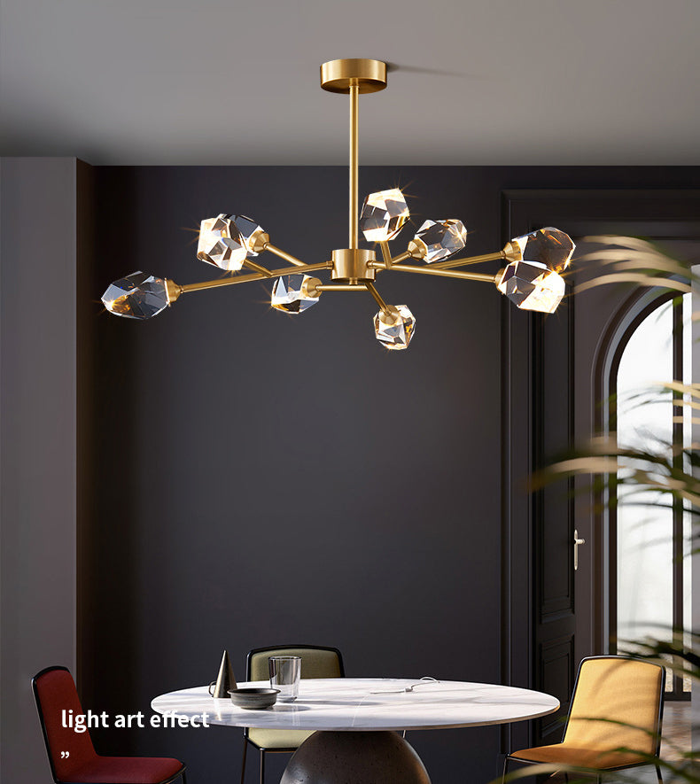Postmodern Luxury Style Spray Pendant Chandelier Crystal Hanging Lamp