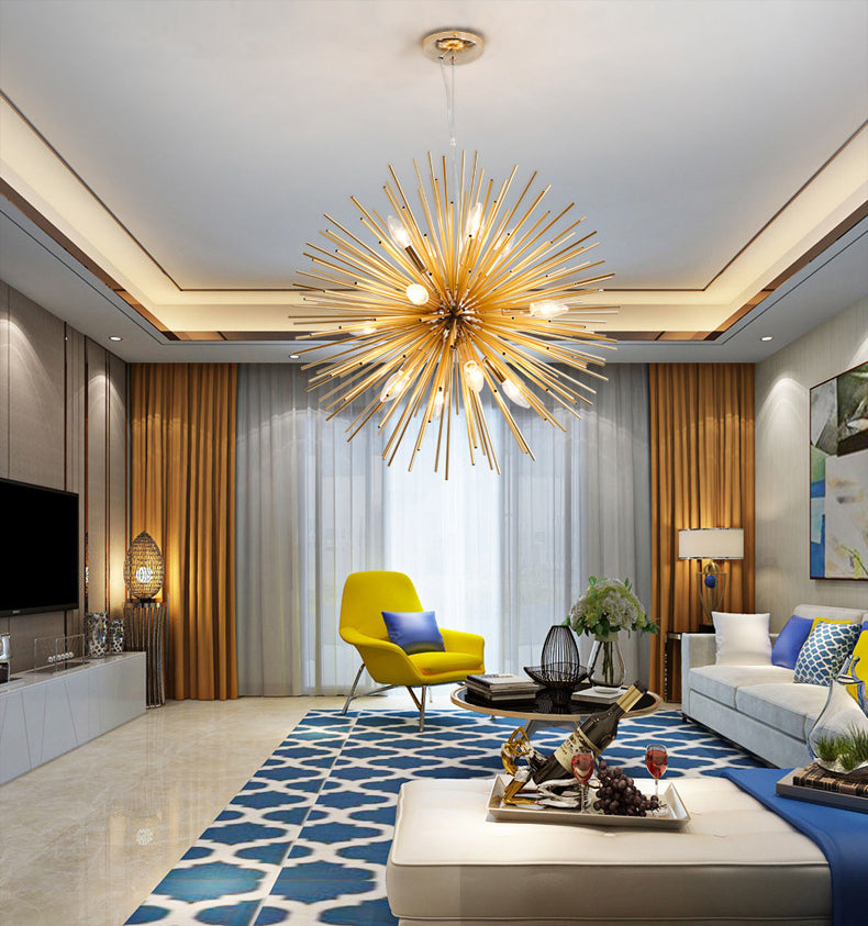 Simplicità post-moderna a 12 luci lampadario in alluminio dorato in alluminio a forma di lampada a sospensione creativa a forma di ristorante per il ristorante