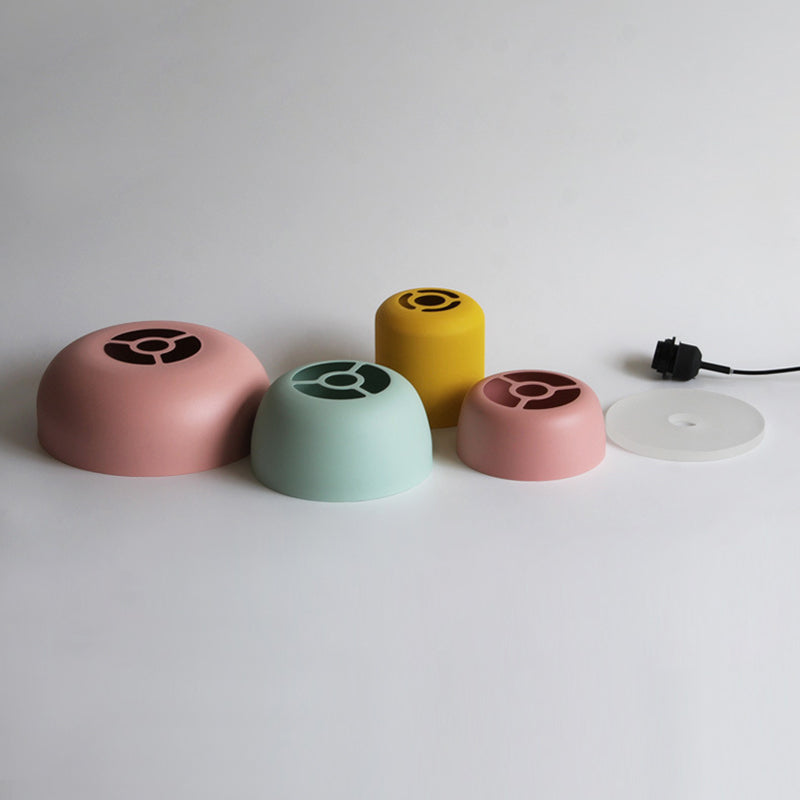 Macaron 1-Light Pendant Lighting Fixture Geometric Ceiling Light with Metal Shade