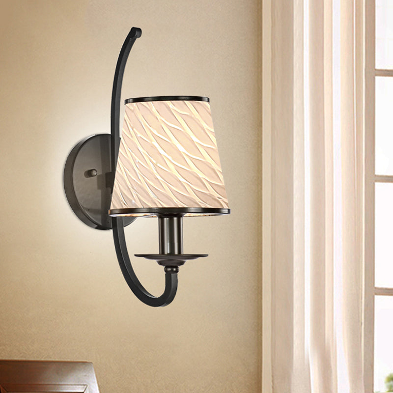 1 Head Wall Lighting with Cone Shade Beige/Blue/Green Glass Contemporary Style Corridor Wall Light Fixture