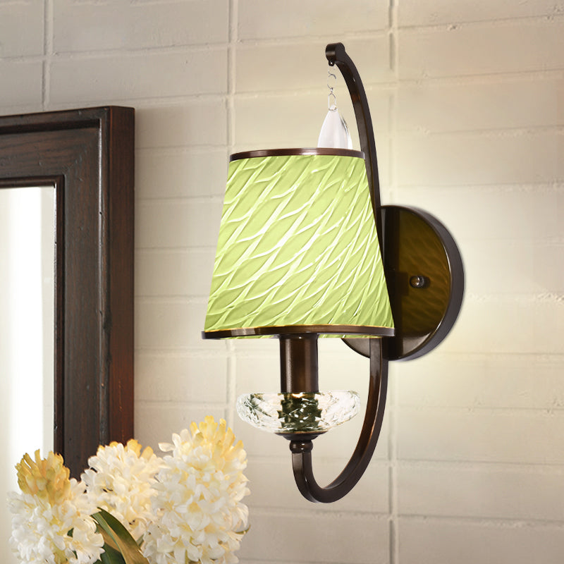 1 Kopfwandbeleuchtung mit Kegelschatten Beige/blau/grünes Glas zeitgenössischer Stil Korridorwandleuchte