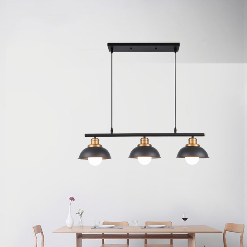 Cucina cucina isola lampada metallizzata a 3 luci in stile industriale Isola appesa Luce in nero/bianco
