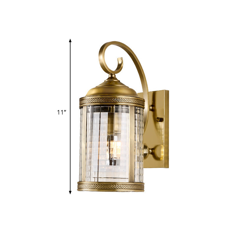 Gold 1 Head Wall Lighting Traditional Metal Birdcage Wall Mounted Light with Clear Glass Shade for Porch