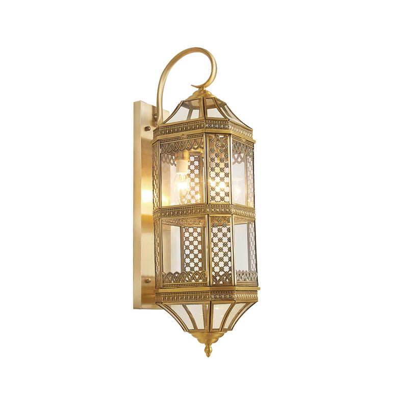 Traditional Geometric Sconce Light Fixture 3-Bulb Metal Wall Lamp in Gold for Foyer