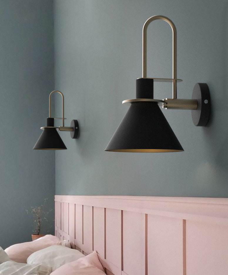 Contemporary Simplicity Conical Wall Mounted Lights Metallic Wall Mounted Lamp for Bedside