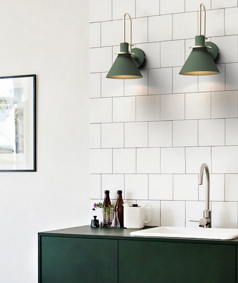 Contemporary Simplicity Conical Wall Mounted Lights Metallic Wall Mounted Lamp for Bedside