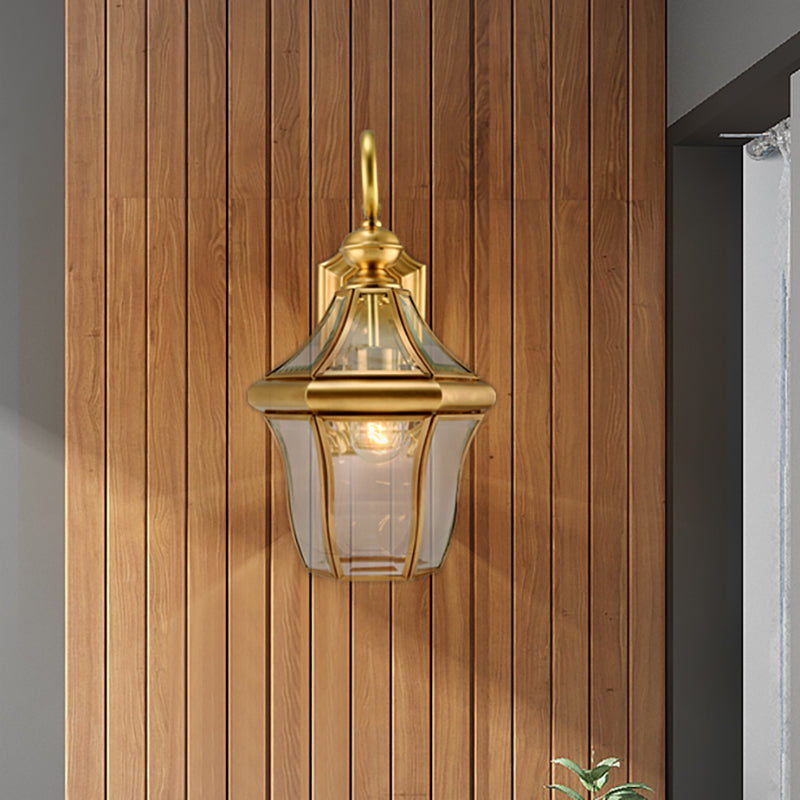 Metal Gold Wall Sconce Lighting Lantern 1-Light Traditional Wall Light Fixture for Living Room