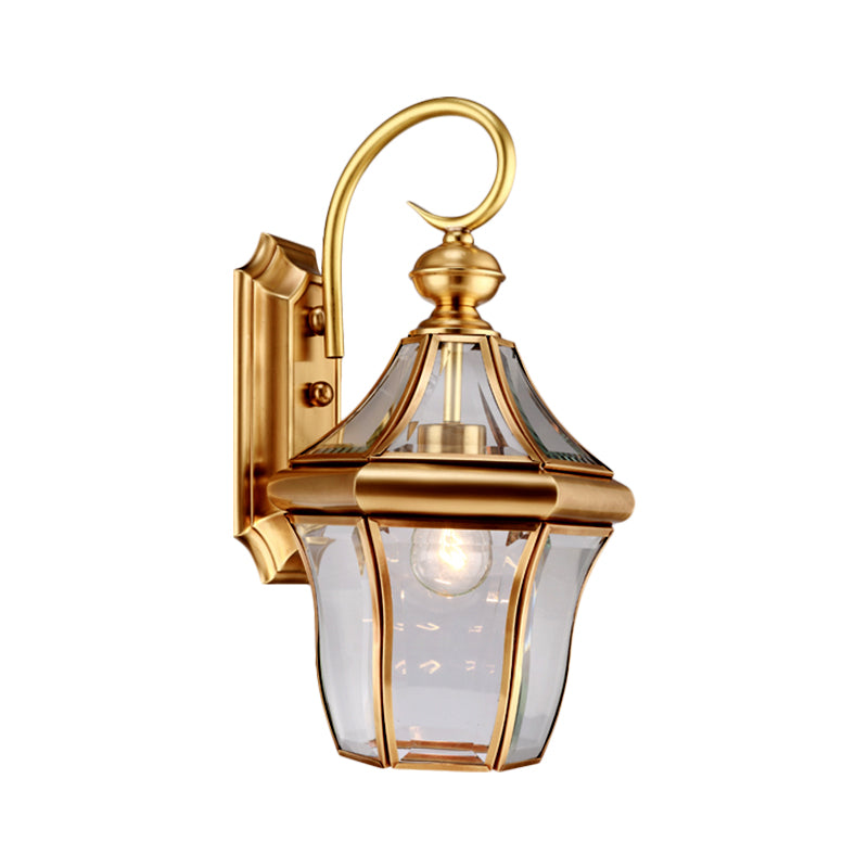 Metal Gold Wall Sconce Lighting Lantern 1-Light Traditional Wall Light Fixture for Living Room