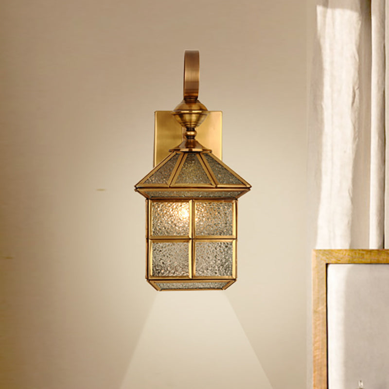 Lampada di pannelli geometrici a 1 testa Sconce da parete in metallo oro tradizionale Pronzo della luce da parete per foyer