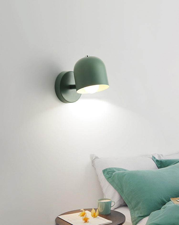 Luz de pared de domo de estilo macarrón 1 lámpara de pared de hierro ligera para dormitorio infantil