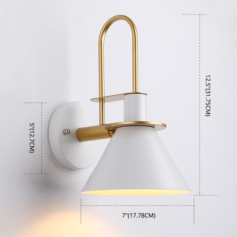 Funnel Study Room Wall Lamp Metal 1 Light Nordic Style Wall Light for Living Room