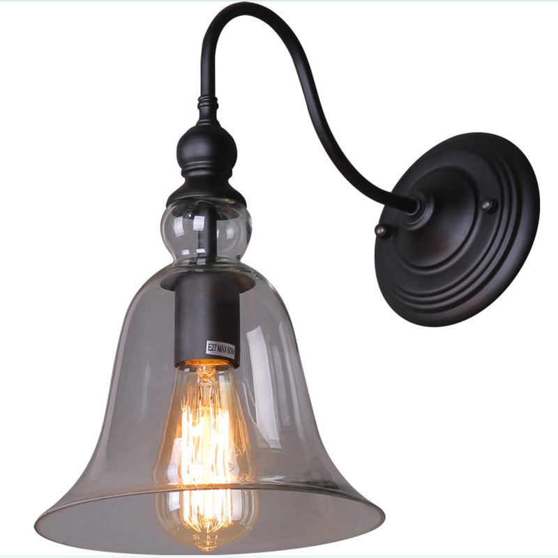Industrielle Wandleuchte ein leichtes Licht moderner klarer Glasschatten Wandleuchte in Schwarz