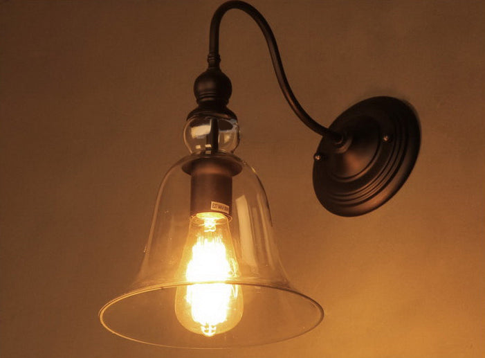 Industrielle Wandleuchte ein leichtes Licht moderner klarer Glasschatten Wandleuchte in Schwarz
