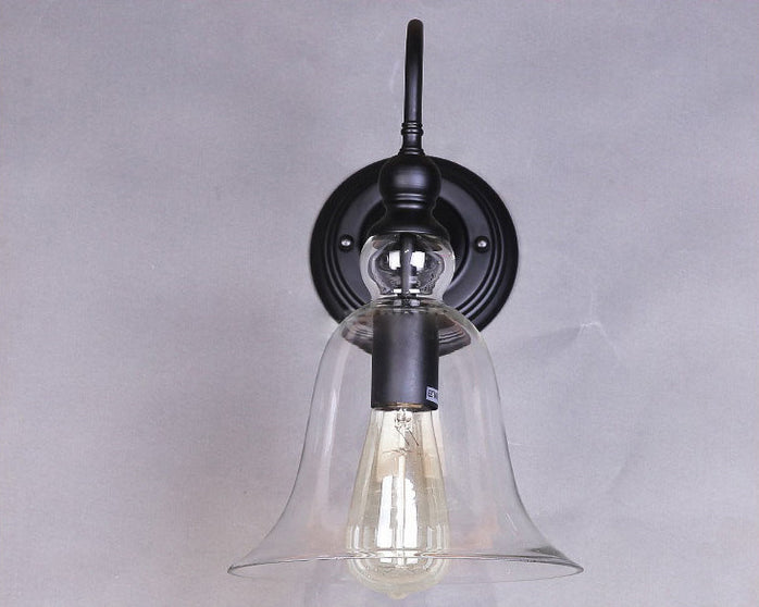 Industrial Wall Sconce Single Light Modern Clear Glass Shade Wall Light in Black