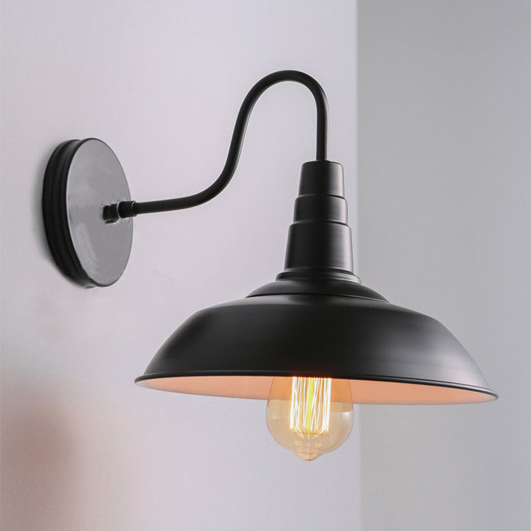 Metal Barn Shade Wall Light Industrial 1 Light  Gooseneck Arm for Stairs Pathway Farmhouse