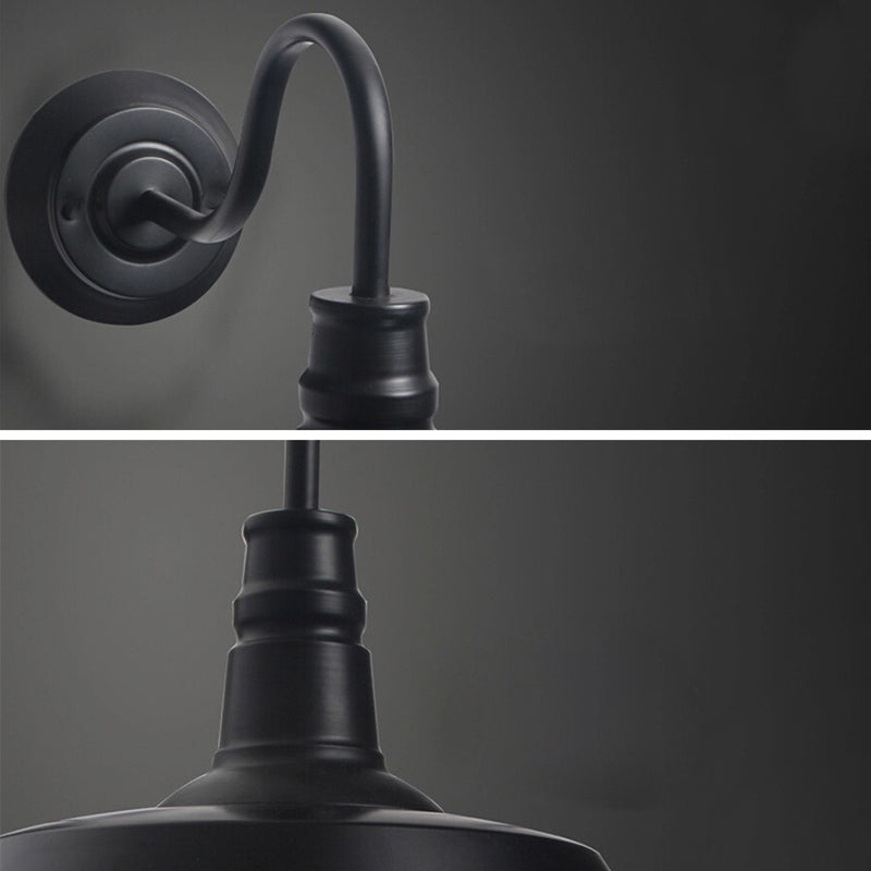 Metal Barn Shade Wall Light Industrial 1 Light  Gooseneck Arm for Stairs Pathway Farmhouse