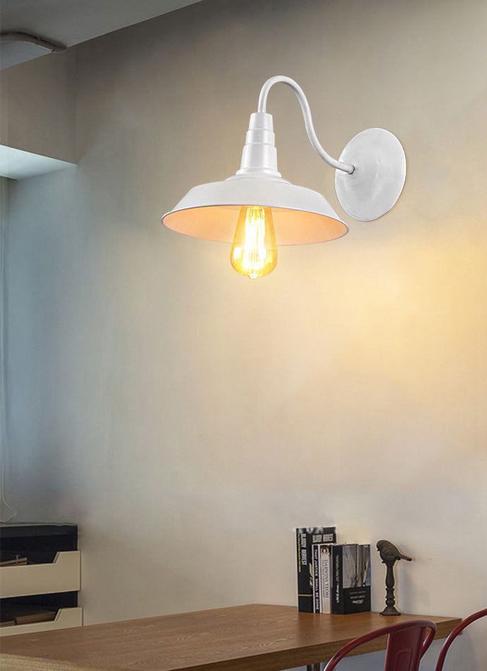 Metal Barn Shade Wall Light Industrial 1 Light  Gooseneck Arm for Stairs Pathway Farmhouse