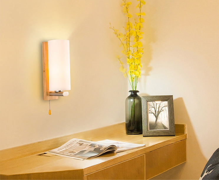 Cilindro de la sala de estar accesorio de iluminación de pared de vidrio Iluminación de pared moderna en blanco