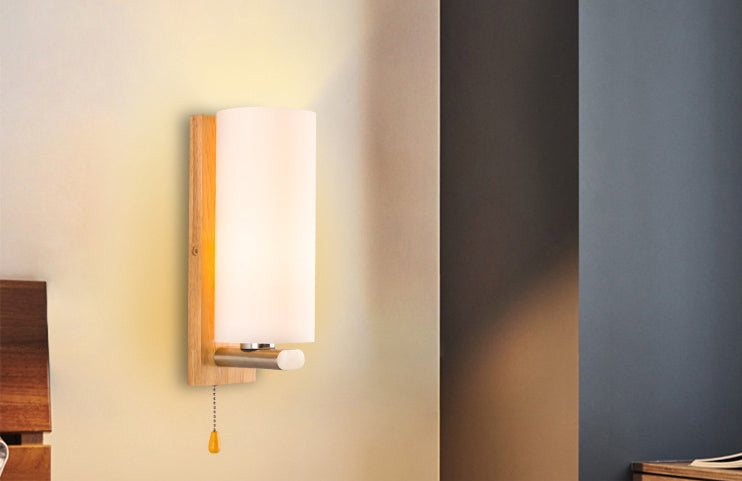 Cilindro de la sala de estar accesorio de iluminación de pared de vidrio Iluminación de pared moderna en blanco