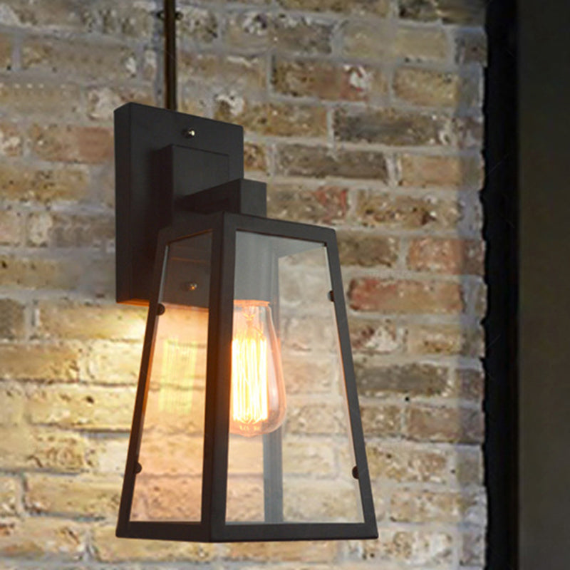 Glas Schwarz Wand montiertes Licht Trapezoidales industrielles Wandwand mit Wandleuchte