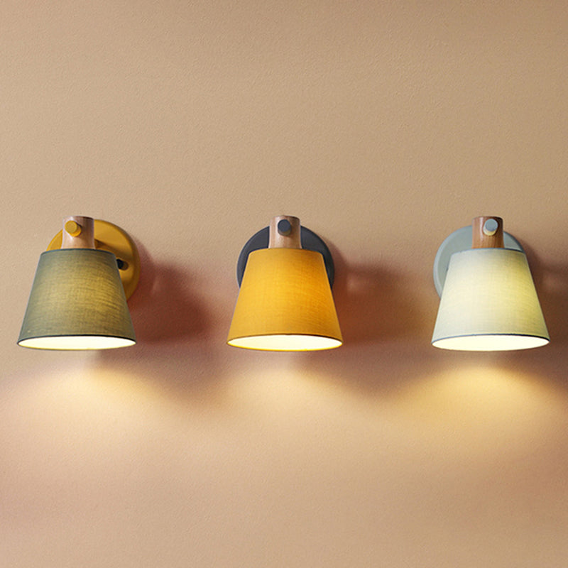 Cone Wall Wall Mount Light Fixture Modern Style Fabric Bedroom Wall Lighting Fixture