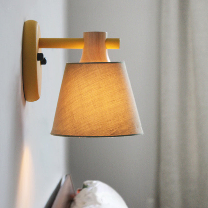 Cone Wall Wall Mount Light Fixture Modern Style Fabric Bedroom Wall Lighting Fixture
