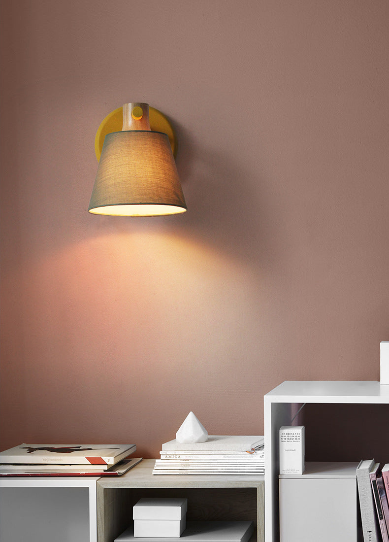 Cone Wall Wall Mount Light Fixture Modern Style Fabric Bedroom Wall Lighting Fixture