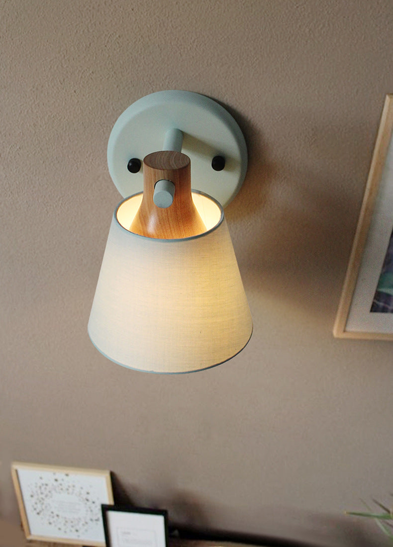 Cone Wall Wall Mount Light Fixture Modern Style Fabric Bedroom Wall Lighting Fixture