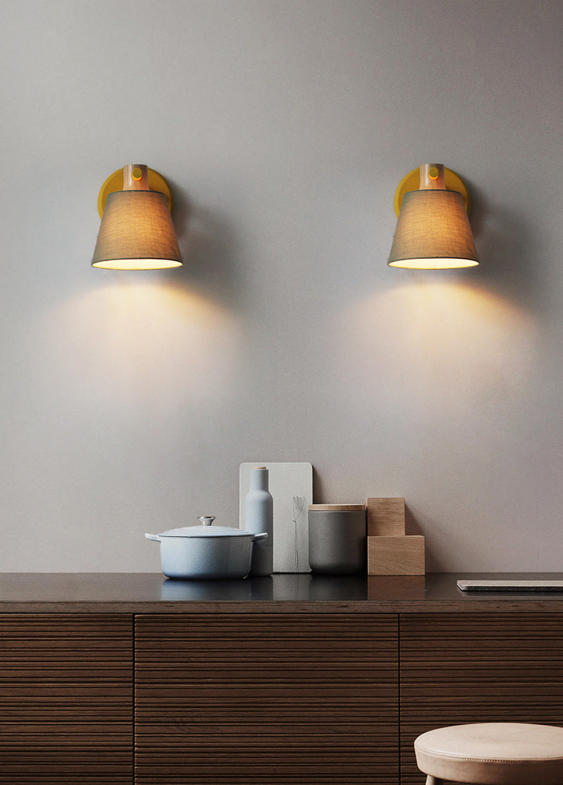 Cone Wall Wall Mount Light Fixture Modern Style Fabric Bedroom Wall Lighting Fixture