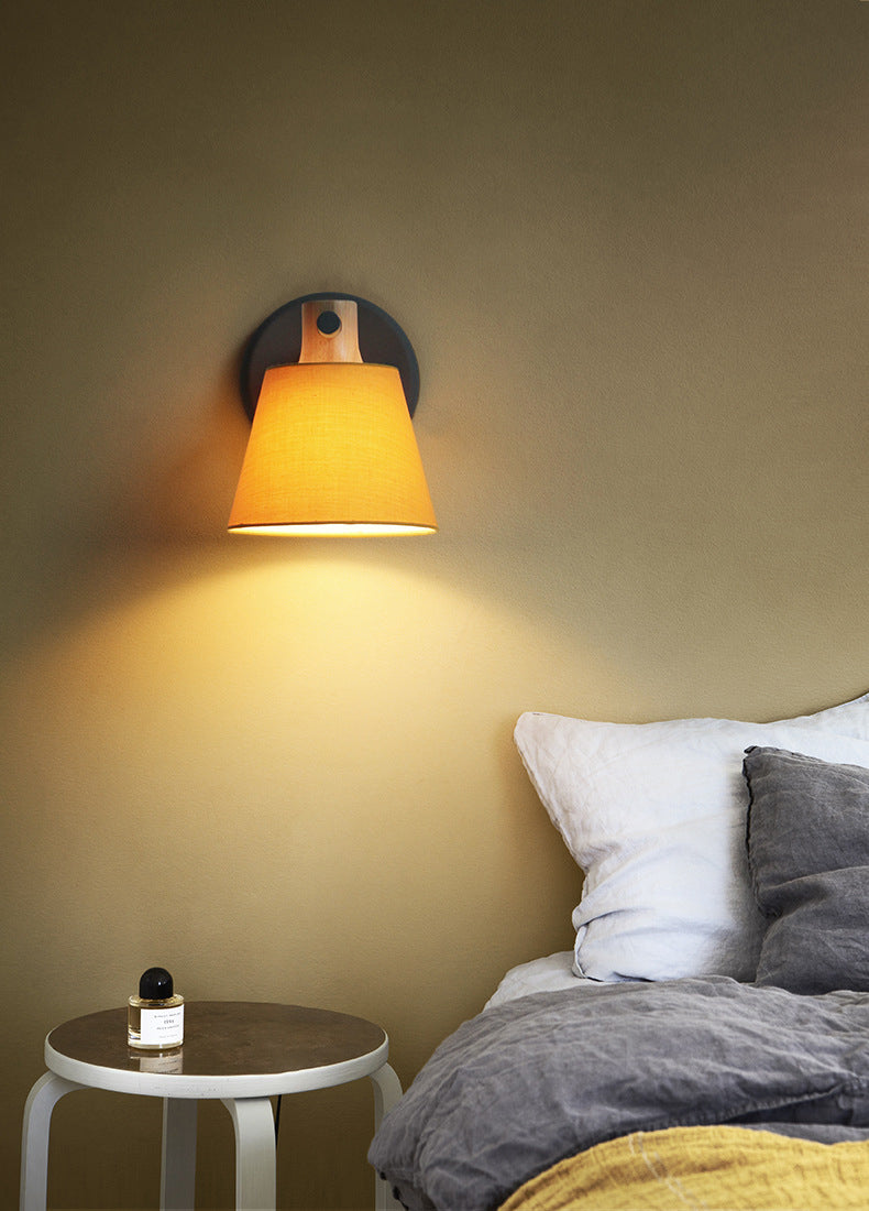 Cone Wall Wall Mount Light Fixture Modern Style Fabric Bedroom Wall Lighting Fixture