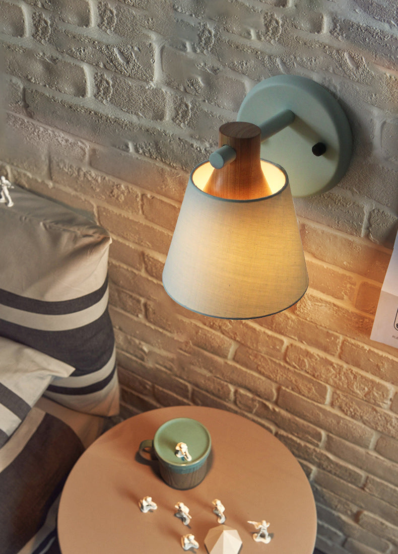 Cone Wall Wall Mount Light Fixture Modern Style Fabric Bedroom Wall Lighting Fixture