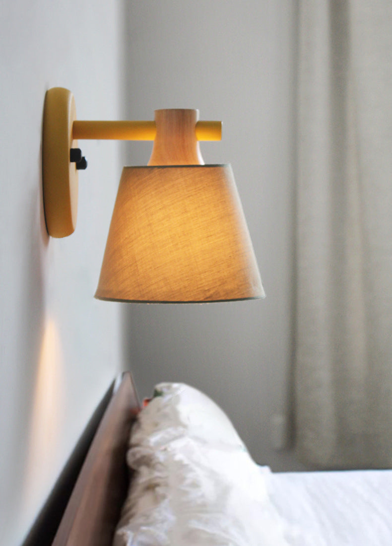 Cone Wall Wall Mount Light Fixture Modern Style Fabric Bedroom Wall Lighting Fixture