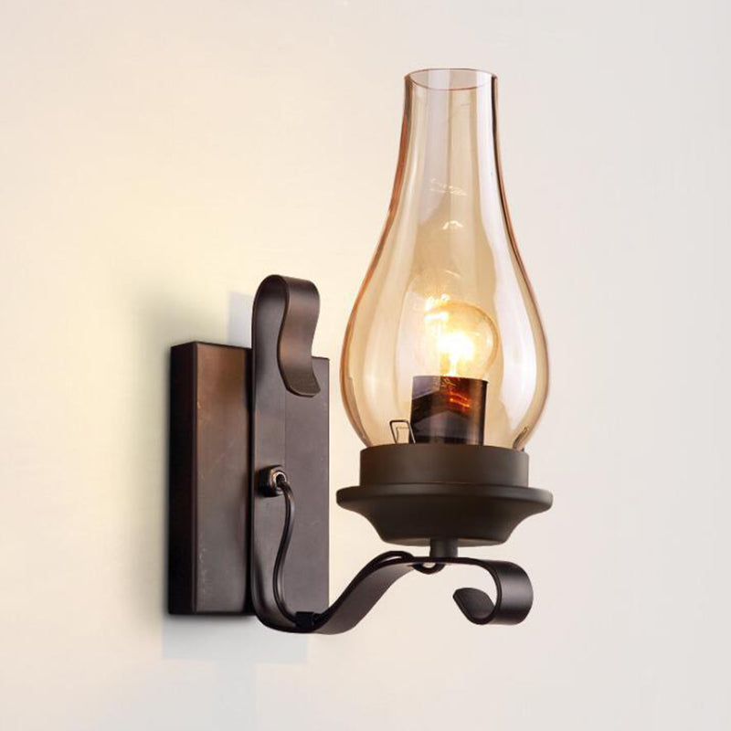 Industrial Style Shaded Wall Mounted Light Glass Wall Sconces Lighting Fixture in Clear
