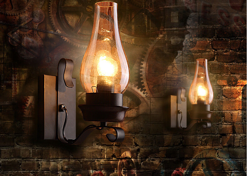 Industrial Style Shaded Wall Mounted Light Glass Wall Sconces Lighting Fixture in Clear