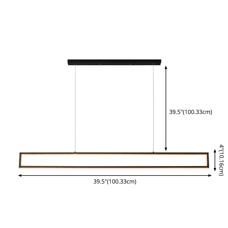 39.3 Inches Length Rectangular LED Island Light Acrylic Shade Modern Simplicity Style Suspended Lamp for Living Room