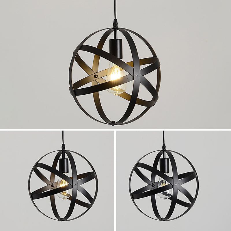 Black Iron Cage 1-Light Hanging Light Retro Industrial Style Lighting Pendant with 59" Adjustable Wire