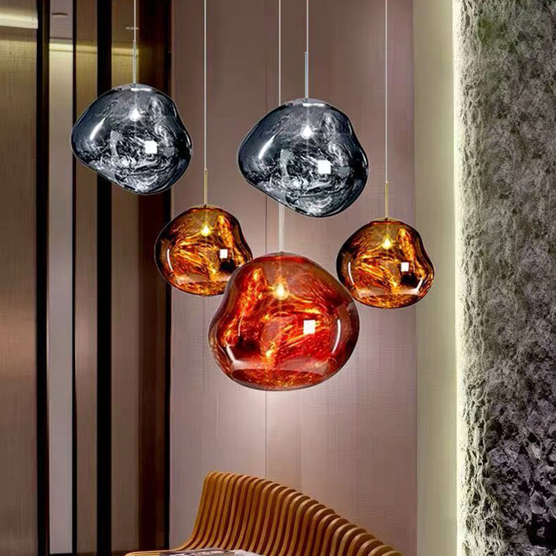 Electroplating Mirror Glass Lava Hanging Light 1-Light Creative Hanging Pendant Lamp for Bedroom