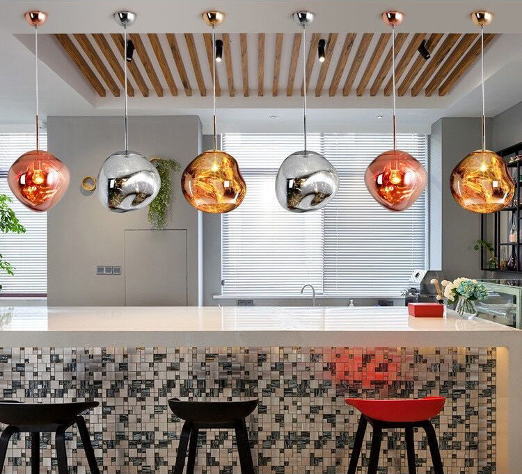 Elektroplating spiegelglas lava hangend licht 1-licht creatieve hangende hanglamp voor slaapkamer