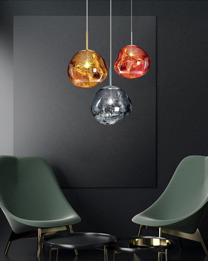 Electroplating Mirror Glass Lava Hanging Light 1-Light Creative Hanging Pendant Lamp for Bedroom