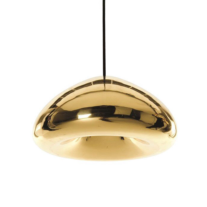 11.8" Wide Electroplating Mirror Glass Hanging Light Bread Shaped Modern Style Simplicity Lighting Pendant