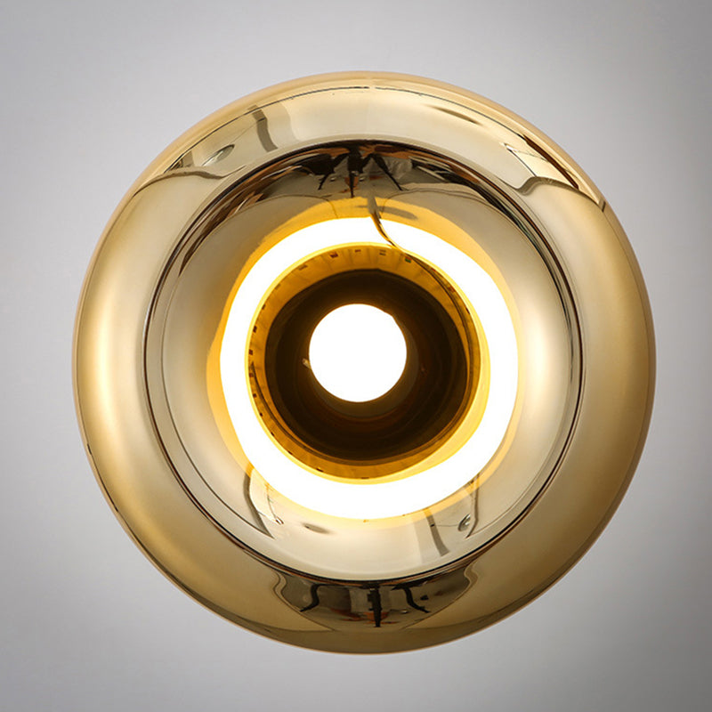 11.8" Wide Electroplating Mirror Glass Hanging Light Bread Shaped Modern Style Simplicity Lighting Pendant