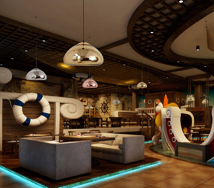 11.8" Wide Electroplating Mirror Glass Hanging Light Bread Shaped Modern Style Simplicity Lighting Pendant