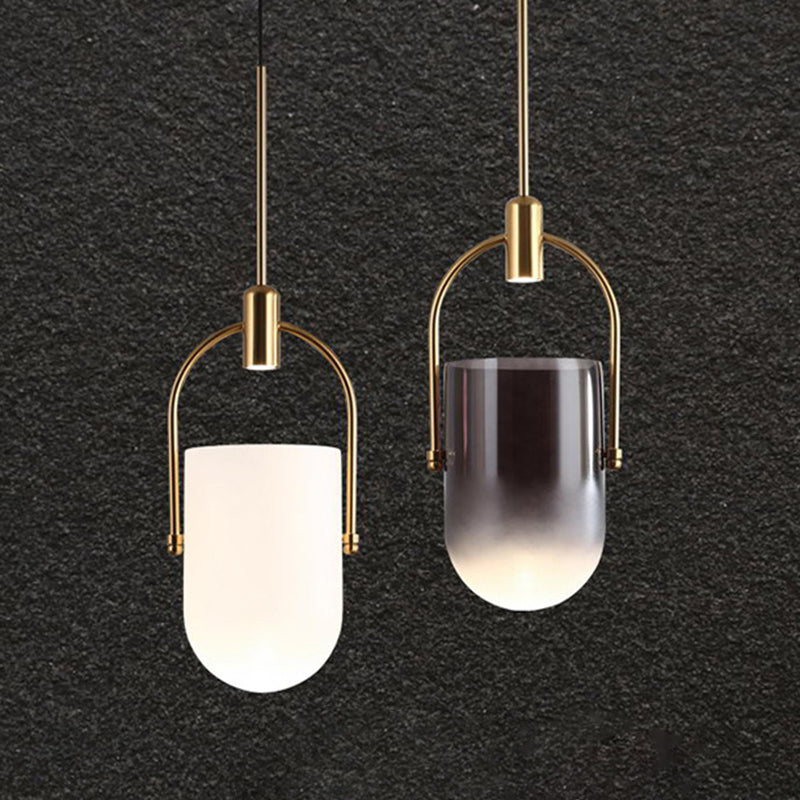 Golden moderne stijl glas hangend licht met enkele lamp mini slaapkamer verlichtingsarmatuur