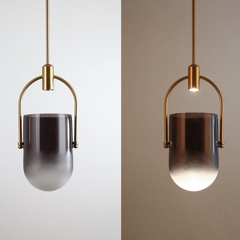 Golden moderne stijl glas hangend licht met enkele lamp mini slaapkamer verlichtingsarmatuur